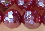 CAA5662 15 inches 10mm faceted round AB-color red agate beads