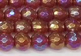 CAA5665 15 inches 6mm faceted round AB-color red agate beads