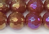 CAA5666 15 inches 8mm faceted round AB-color red agate beads