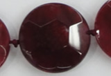 CAA568 15.5 inches 35mm faceted flat round dragon veins agate beads