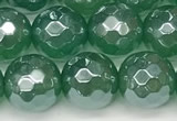 CAA5686 15 inches 8mm faceted round AB-color green agate beads