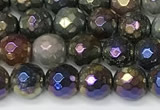 CAA5690 15 inches 6mm faceted round AB-color Indian agate beads