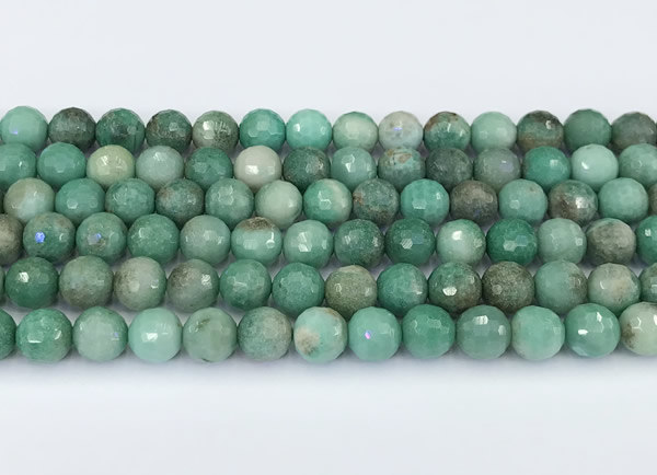 CAA5706 15 inches 8mm faceted round green grass agate beads