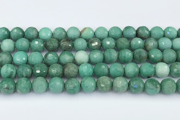 CAA5707 15 inches 10mm faceted round green grass agate beads