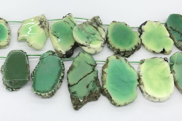 CAA5709 Top drilled 25*30mm - 40*50mm freeform grass agate beads