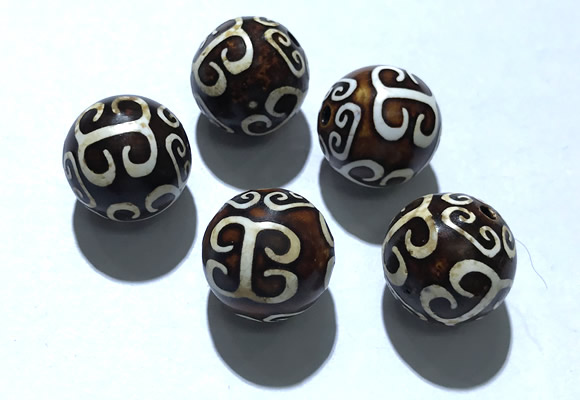 CAA5716 18mm round tibetan agate dzi beads wholesale