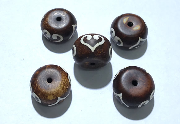 CAA5720 11*20mm rondelle tibetan agate dzi beads wholesale