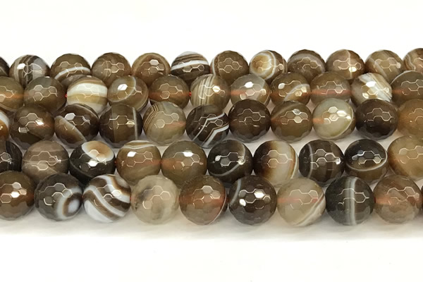 CAA5738 15 inches 12mm faceted round banded agate beads