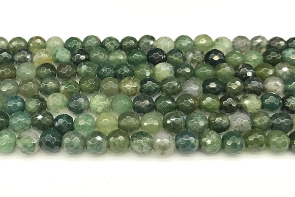 CAA5745 15 inches 6mm faceted round moss agate beads