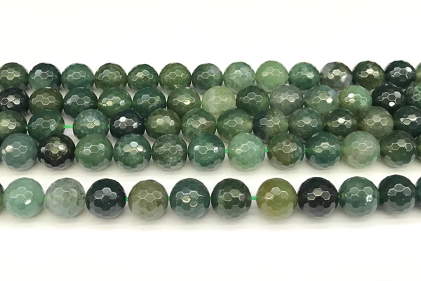 CAA5746 15 inches 8mm faceted round moss agate beads