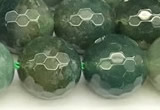 CAA5748 15 inches 12mm faceted round moss agate beads