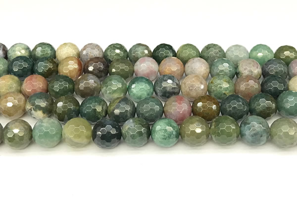 CAA5752 15 inches 10mm faceted round Indian agate beads