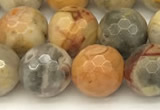 CAA5761 15 inches 8mm faceted round yellow crazy lace agate beads