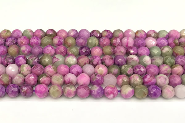 CAA5770 15 inches 6mm faceted round colorfull crazy lace agate beads