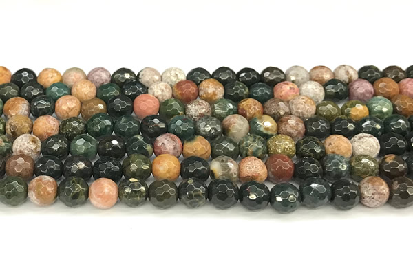 CAA5775 15 inches 6mm faceted round ocean agate beads