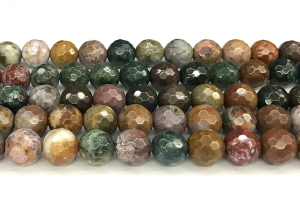 CAA5778 15 inches 12mm faceted round ocean agate beads