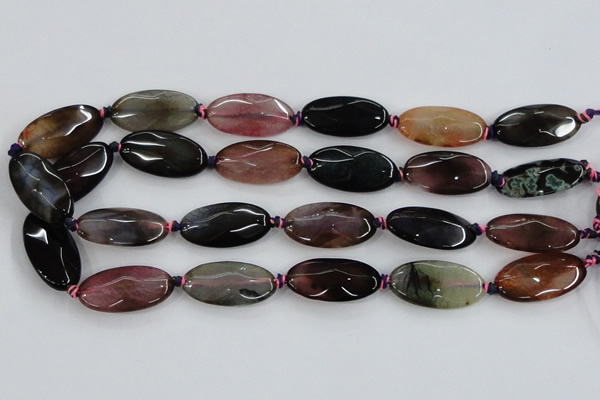 CAA578 15.5 inches 15*30mm faceted oval dragon veins agate beads