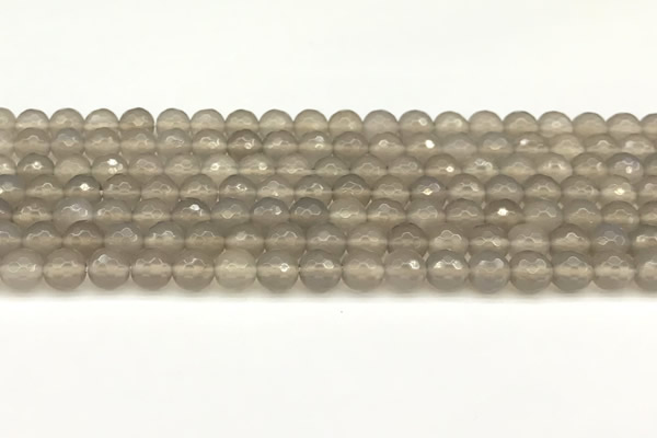 CAA5785 15 inches 6mm faceted round grey agate beads