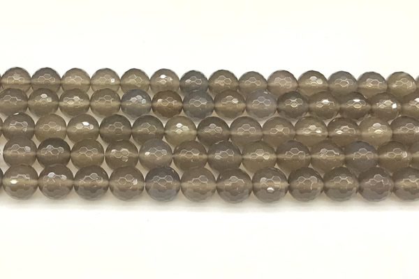 CAA5787 15 inches 10mm faceted round grey agate beads