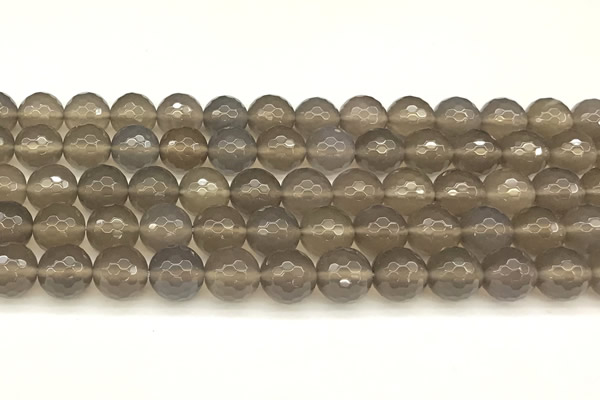 CAA5788 15 inches 12mm faceted round grey agate beads