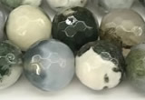 CAA5802 15 inches 10mm faceted round tree agate beads