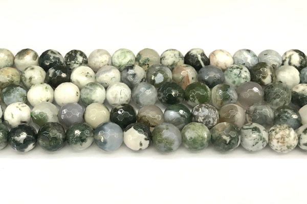 CAA5802 15 inches 10mm faceted round tree agate beads