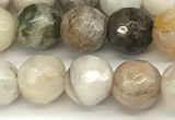 CAA5805 15 inches 6mm faceted round bamboo leaf agate beads