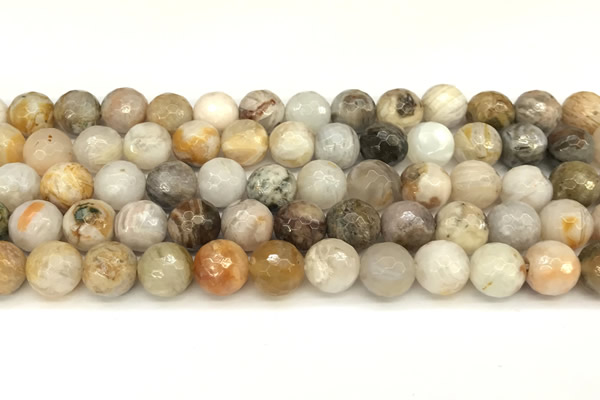 CAA5806 15 inches 8mm faceted round bamboo leaf agate beads