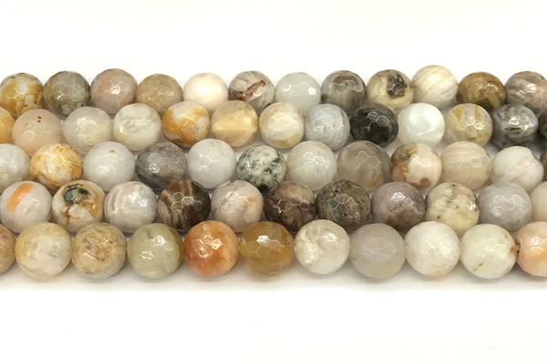 CAA5807 15 inches 10mm faceted round bamboo leaf agate beads