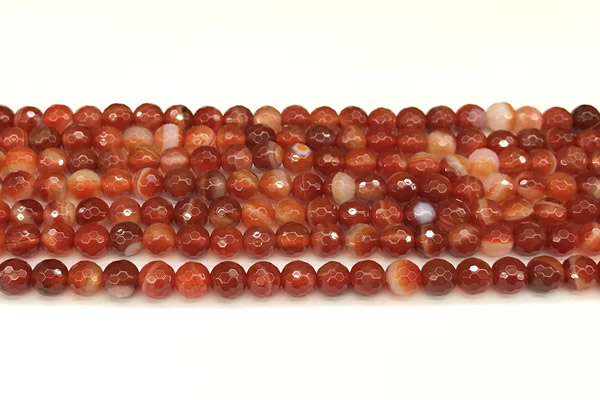 CAA5835 15 inches 6mm faceted round banded agate beads