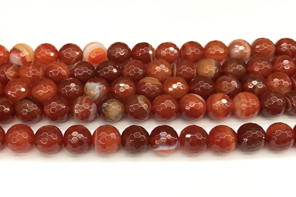 CAA5838 15 inches 12mm faceted round banded agate beads