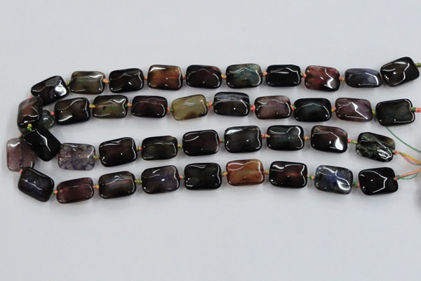 CAA589 15.5 inches 13*18mm faceted rectangle dragon veins agate beads