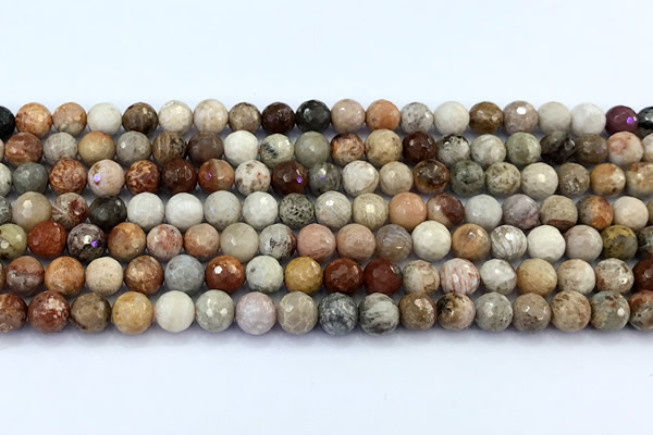 CAA5920 15 inches 6mm faceted round chrysanthemum agate beads