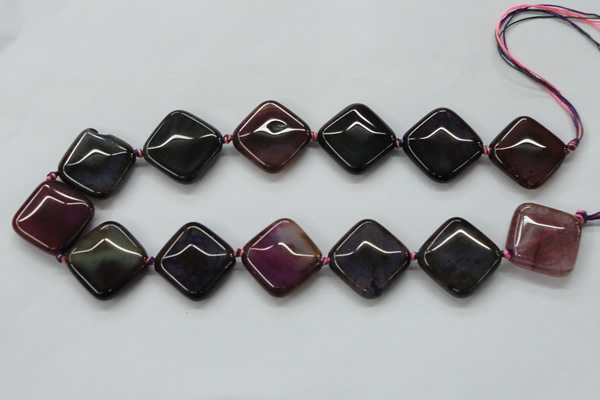 CAA593 15.5 inches 25*25mm faceted diamond dragon veins agate beads