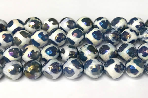 CAA5937 8mm, 10mm & 12mm faceted round AB-color tibetan agate beads