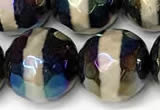 CAA5938 8mm, 10mm & 12mm faceted round AB-color tibetan agate beads