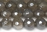 CAA5943 15 inches 6mm faceted round AB-color grey agate beads