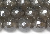 CAA5944 15 inches 8mm faceted round AB-color grey agate beads