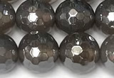 CAA5945 15 inches 10mm faceted round AB-color grey agate beads