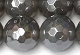 CAA5946 15 inches 12mm faceted round AB-color grey agate beads