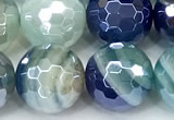 CAA5950 15 inches 10mm faceted round AB-color line agate beads