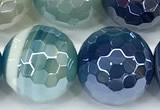 CAA5951 15 inches 12mm faceted round AB-color line agate beads