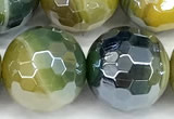 CAA5955 15 inches 12mm faceted round AB-color line agate beads