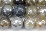 CAA5956 15 inches 6mm faceted round AB-color line agate beads