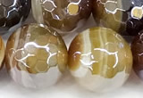 CAA5964 15 inches 12mm faceted round AB-color line agate beads