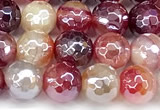 CAA5965 15 inches 6mm faceted round AB-color line agate beads