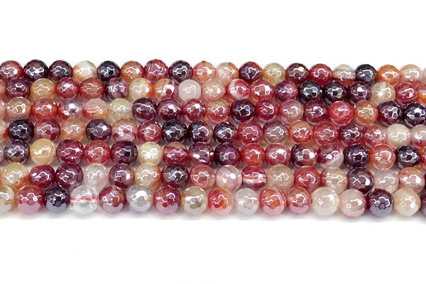 CAA5965 15 inches 6mm faceted round AB-color line agate beads