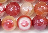 CAA5966 15 inches 8mm faceted round AB-color line agate beads