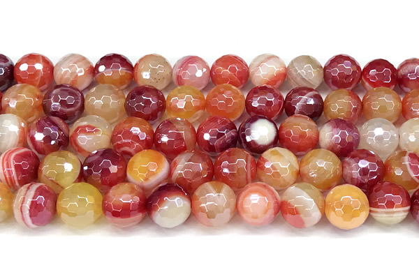 CAA5967 15 inches 10mm faceted round AB-color line agate beads