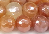 CAA5971 15 inches 10mm faceted round AB-color line agate beads